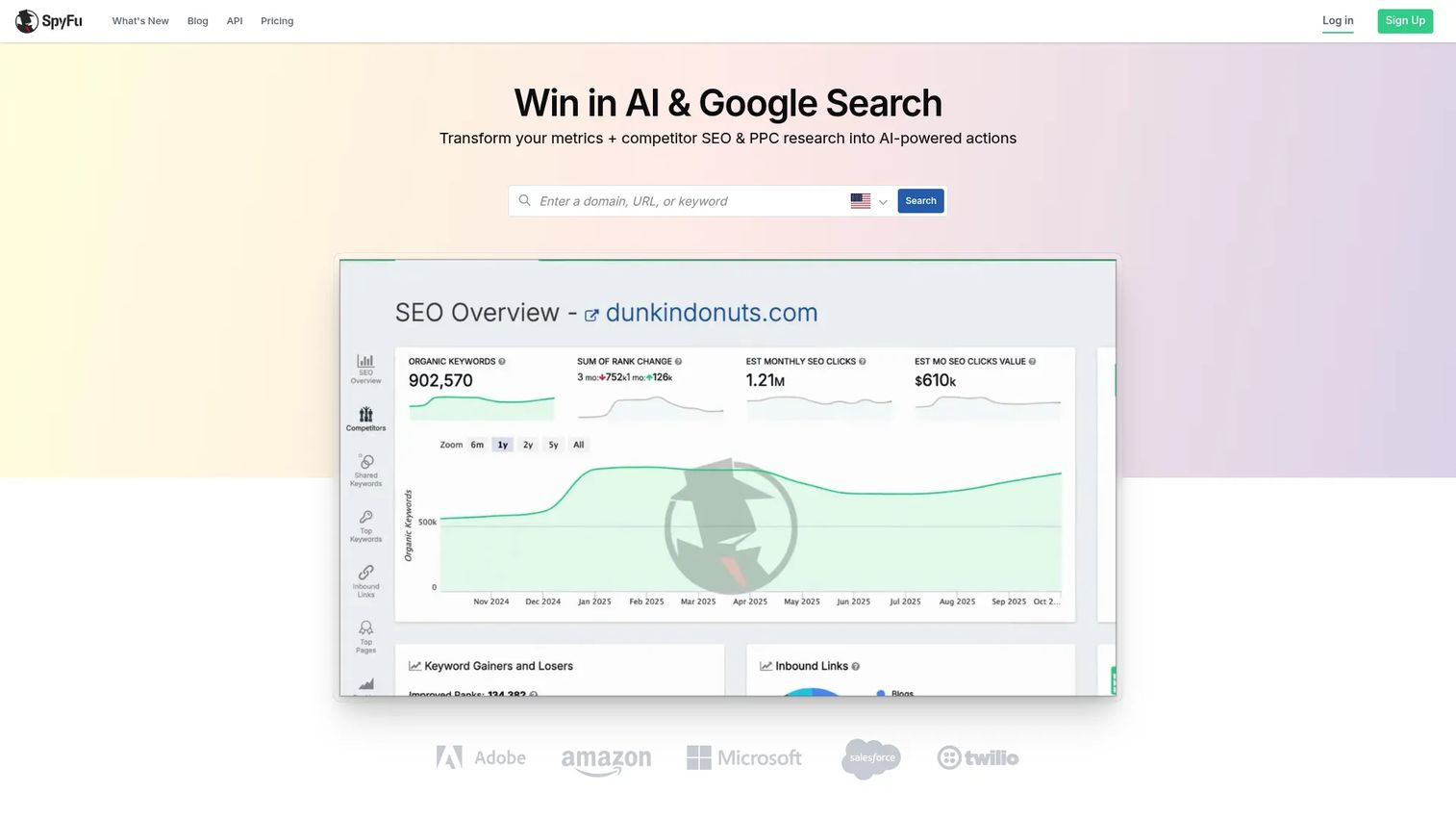 SpyFu competitor keyword research tool interface