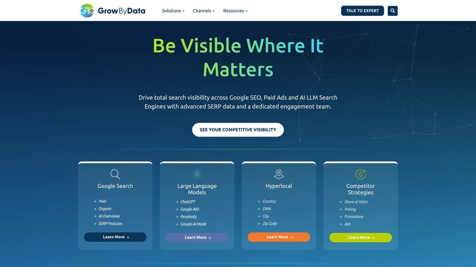 GrowByData Market Intelligence platform interface