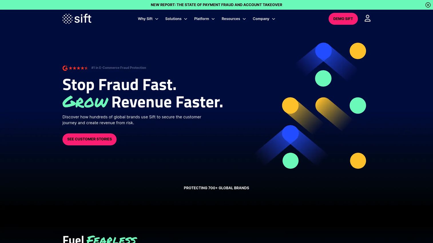 Sift AI-powered fraud decisioning platform homepage