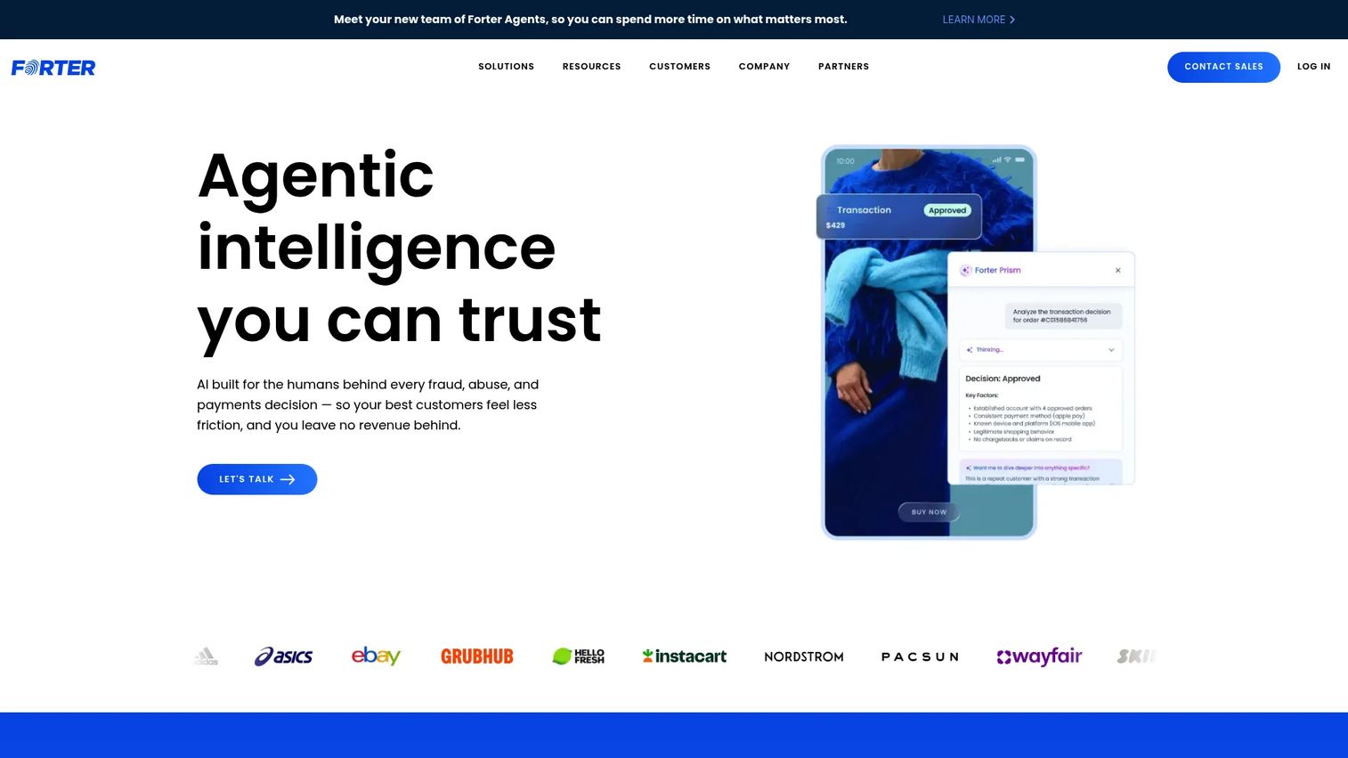 Forter commerce trust platform homepage