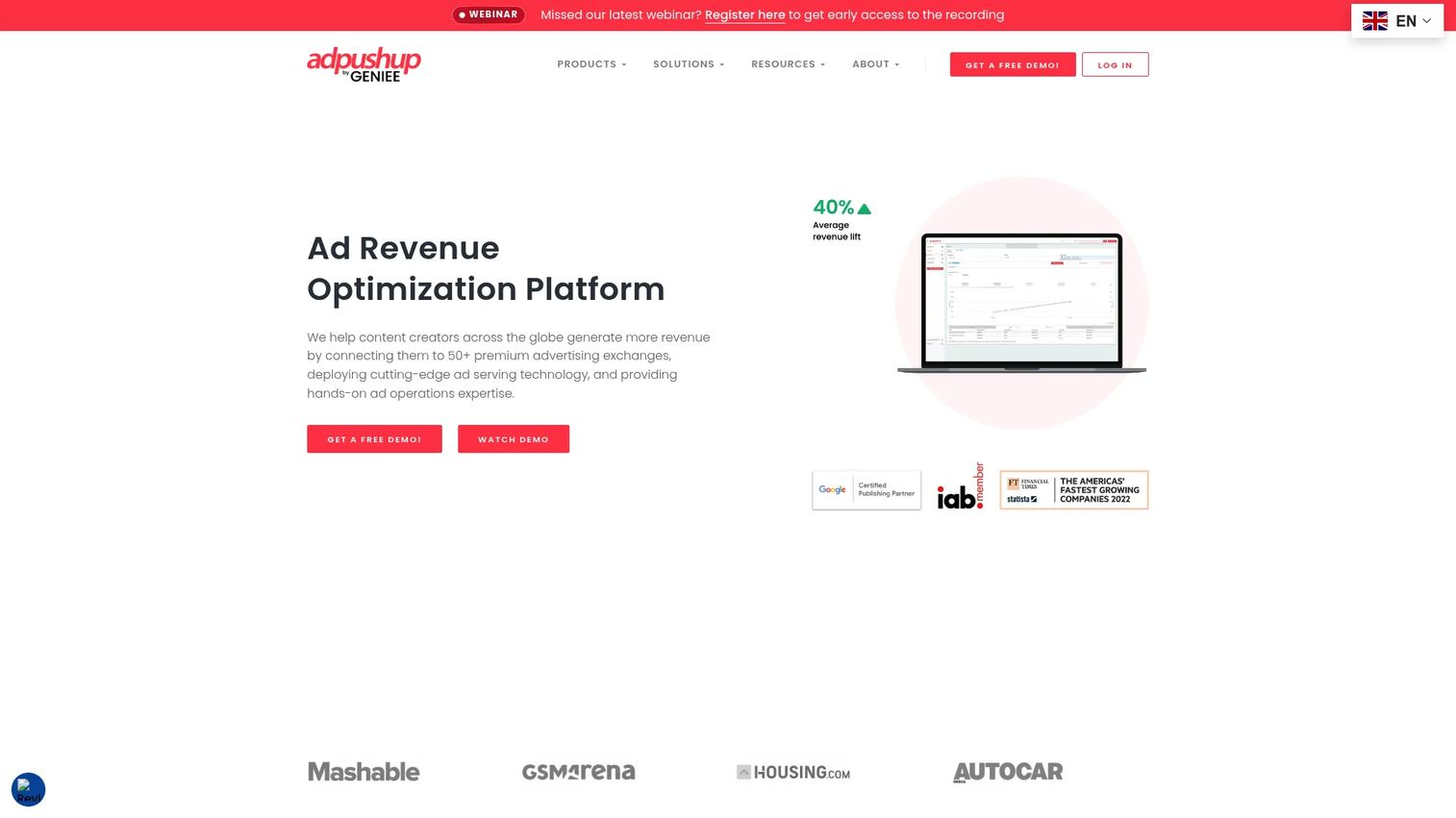 Adpushup screenshot
