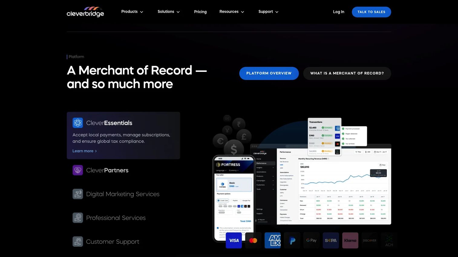 Cleverbridge merchant of record and ecommerce platform homepage