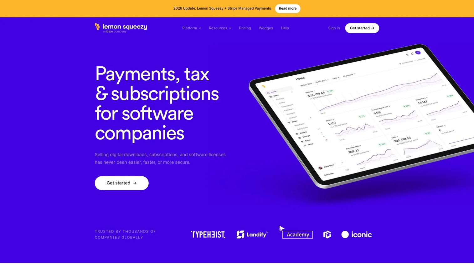 Lemon Squeezy merchant of record platform homepage