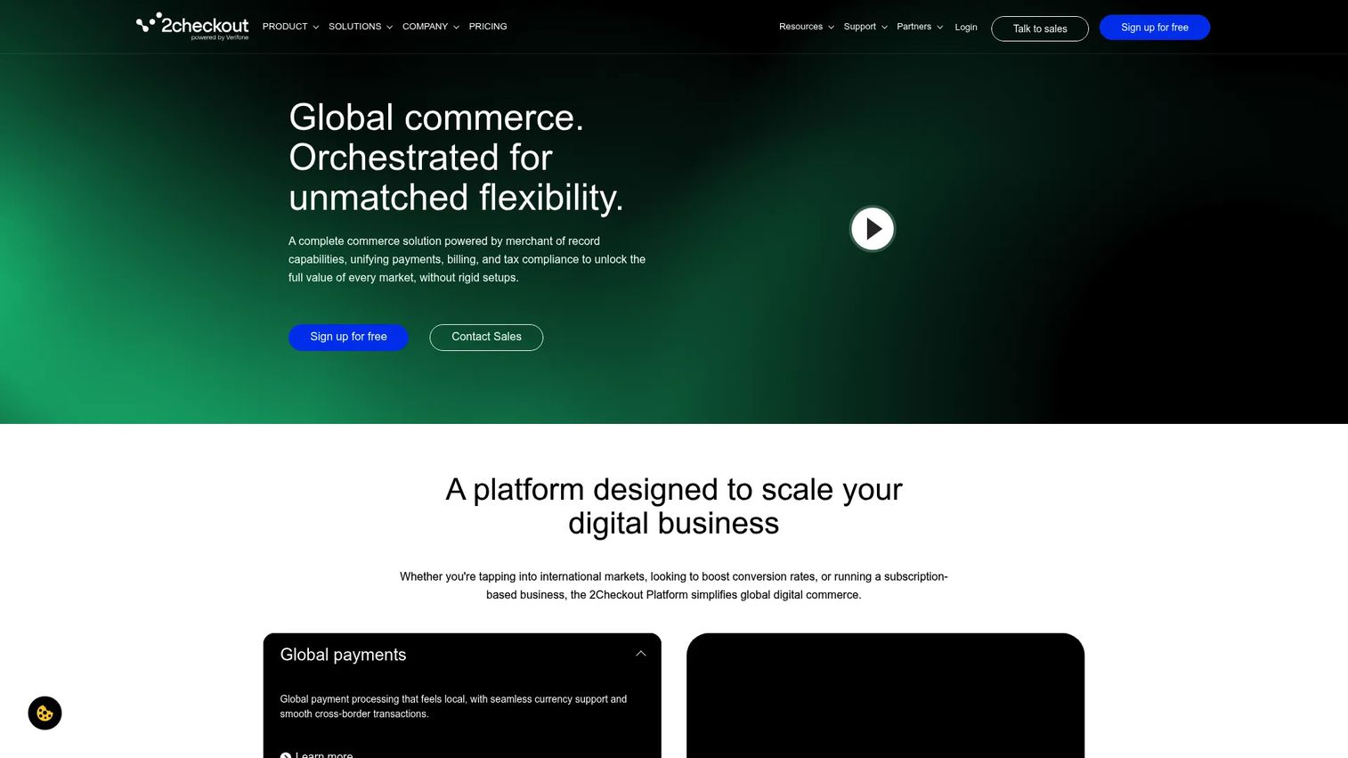 2Checkout global digital commerce platform homepage