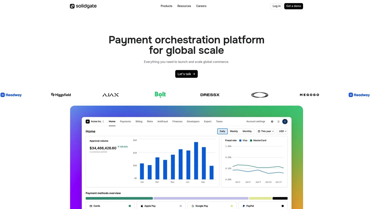 Solidgate payment orchestration platform homepage