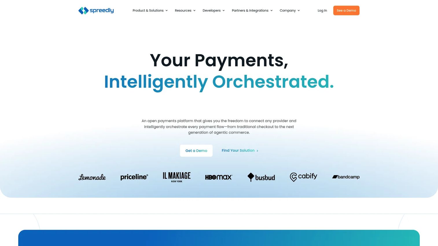 Spreedly open payments orchestration platform homepage