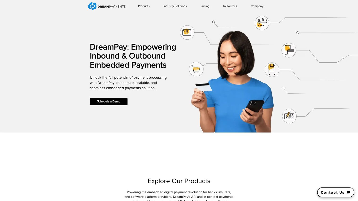 Dream Payments embedded payments platform homepage