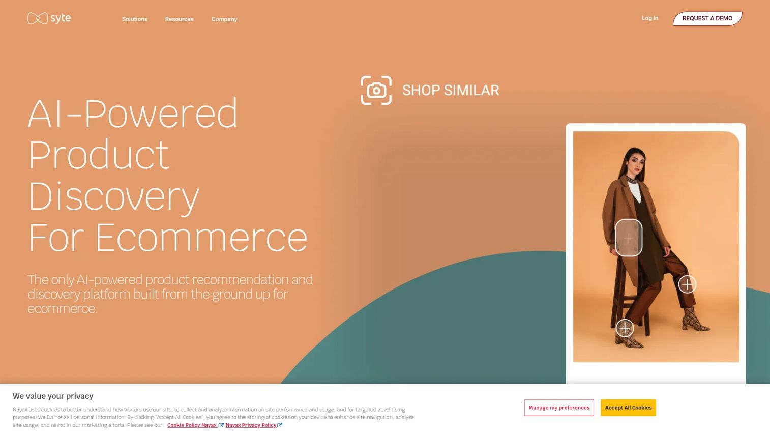 Syte visual AI product discovery homepage