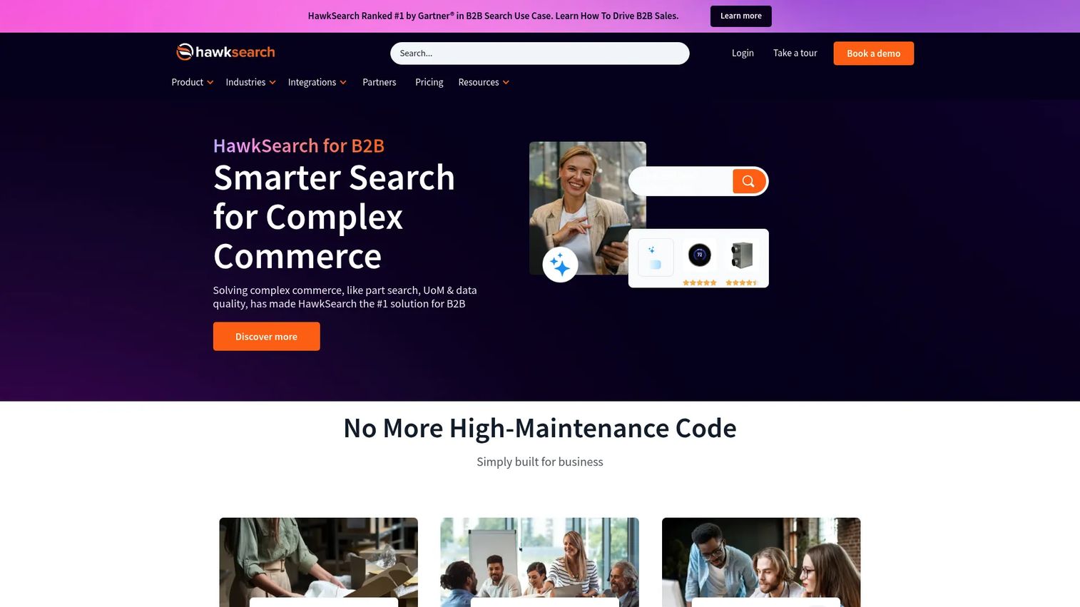 Hawksearch AI search and merchandising platform homepage