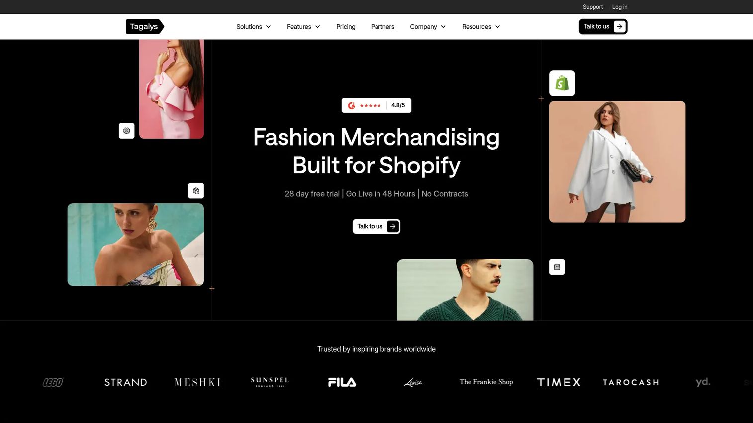 Tagalys Shopify merchandising and search homepage
