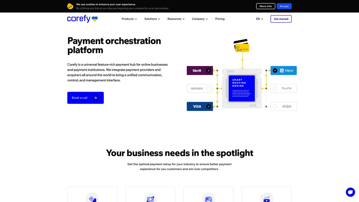 Corefy payment orchestration platform interface