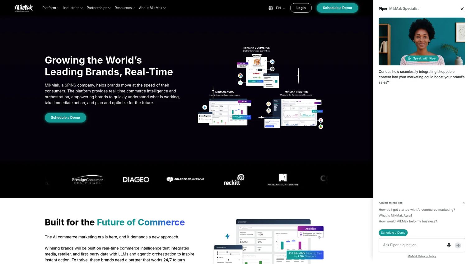 MikMak commerce intelligence and shoppable media platform homepage