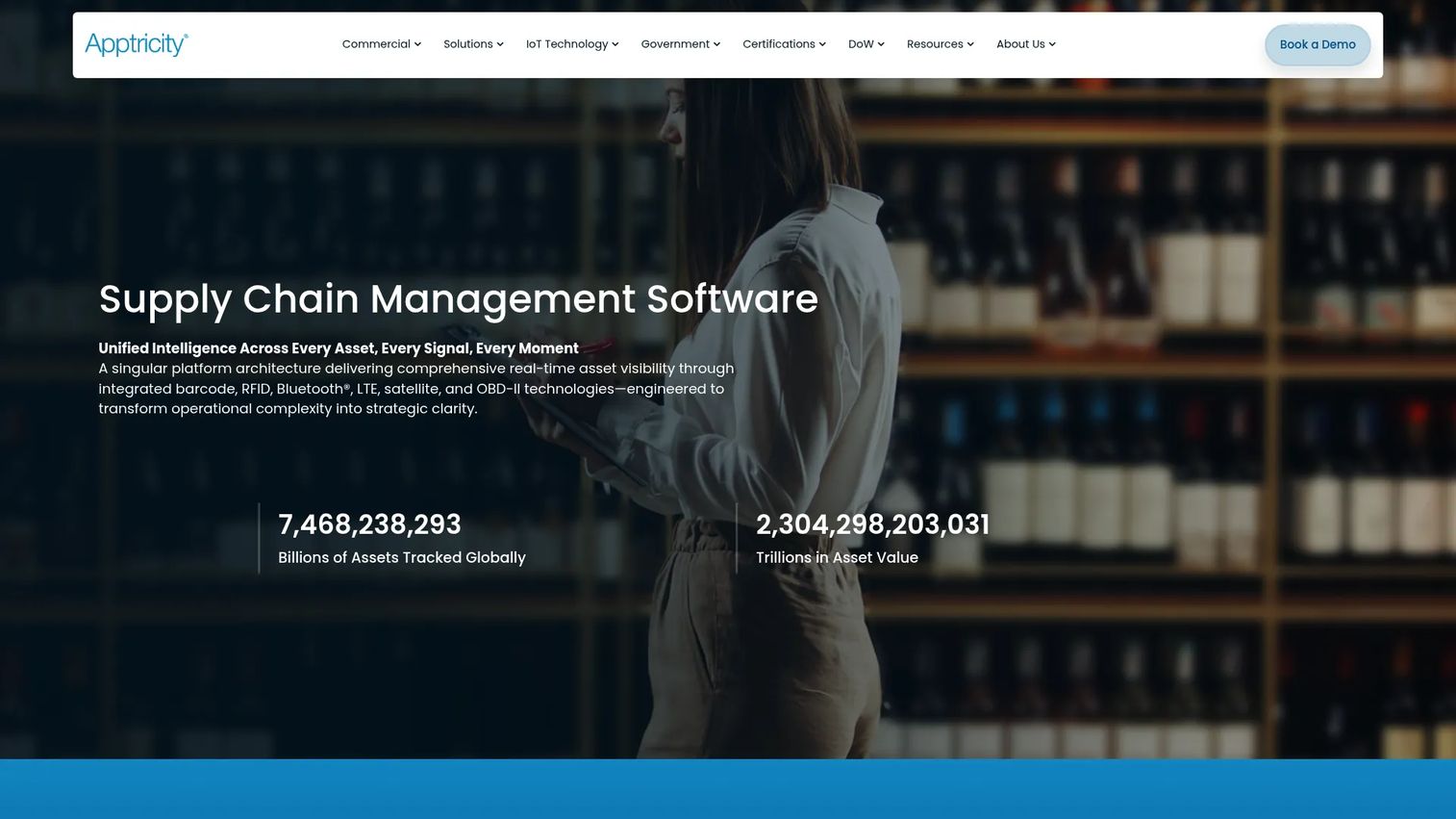 Apptricity asset and supply chain visibility platform homepage