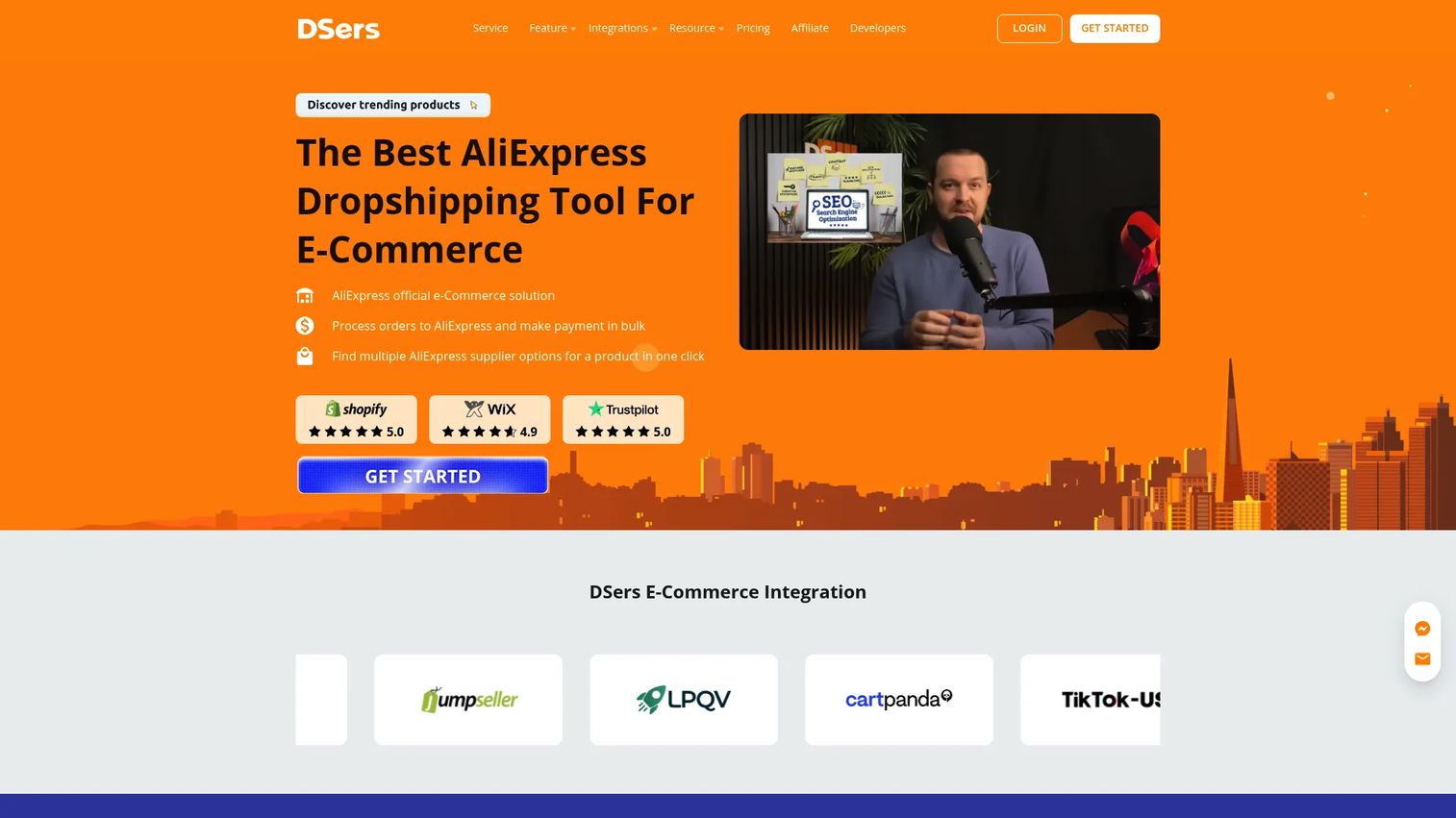 DSers AliExpress dropshipping software homepage