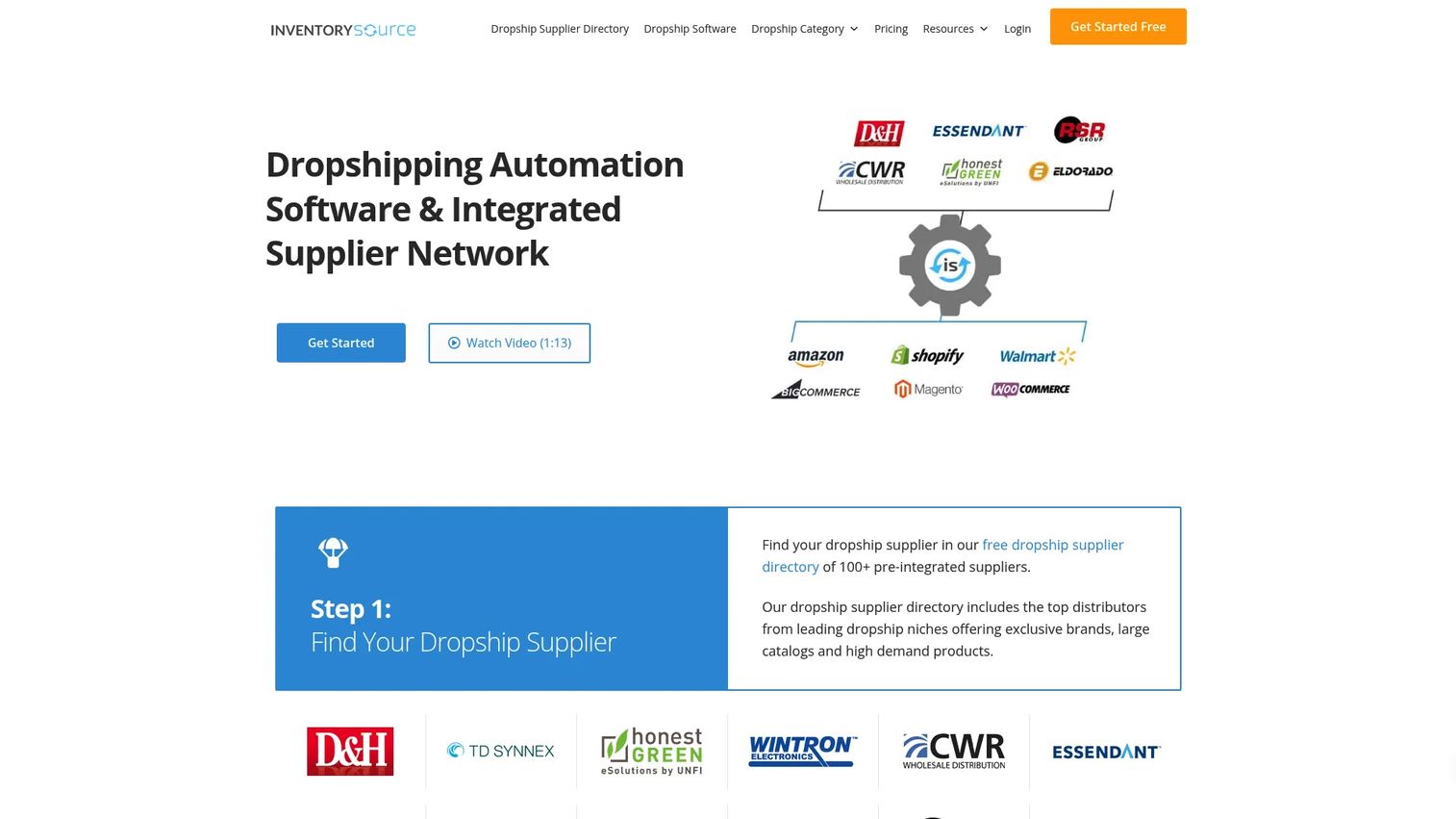 Inventory Source dropshipping automation software homepage