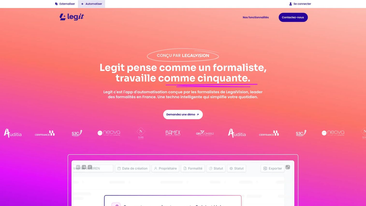 Legit automation platform homepage