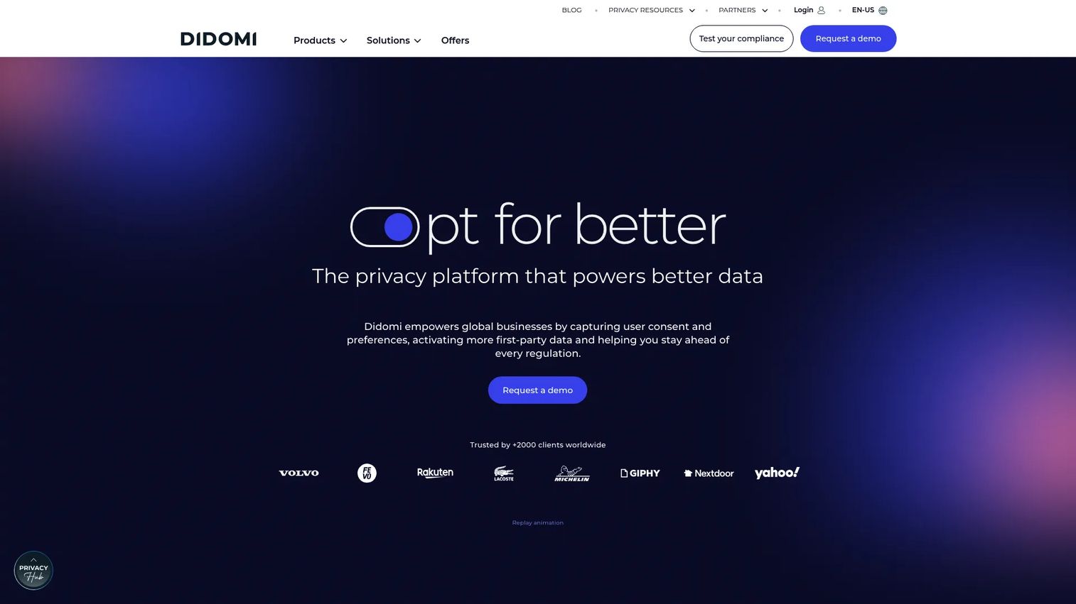 Didomi consent and preference management homepage