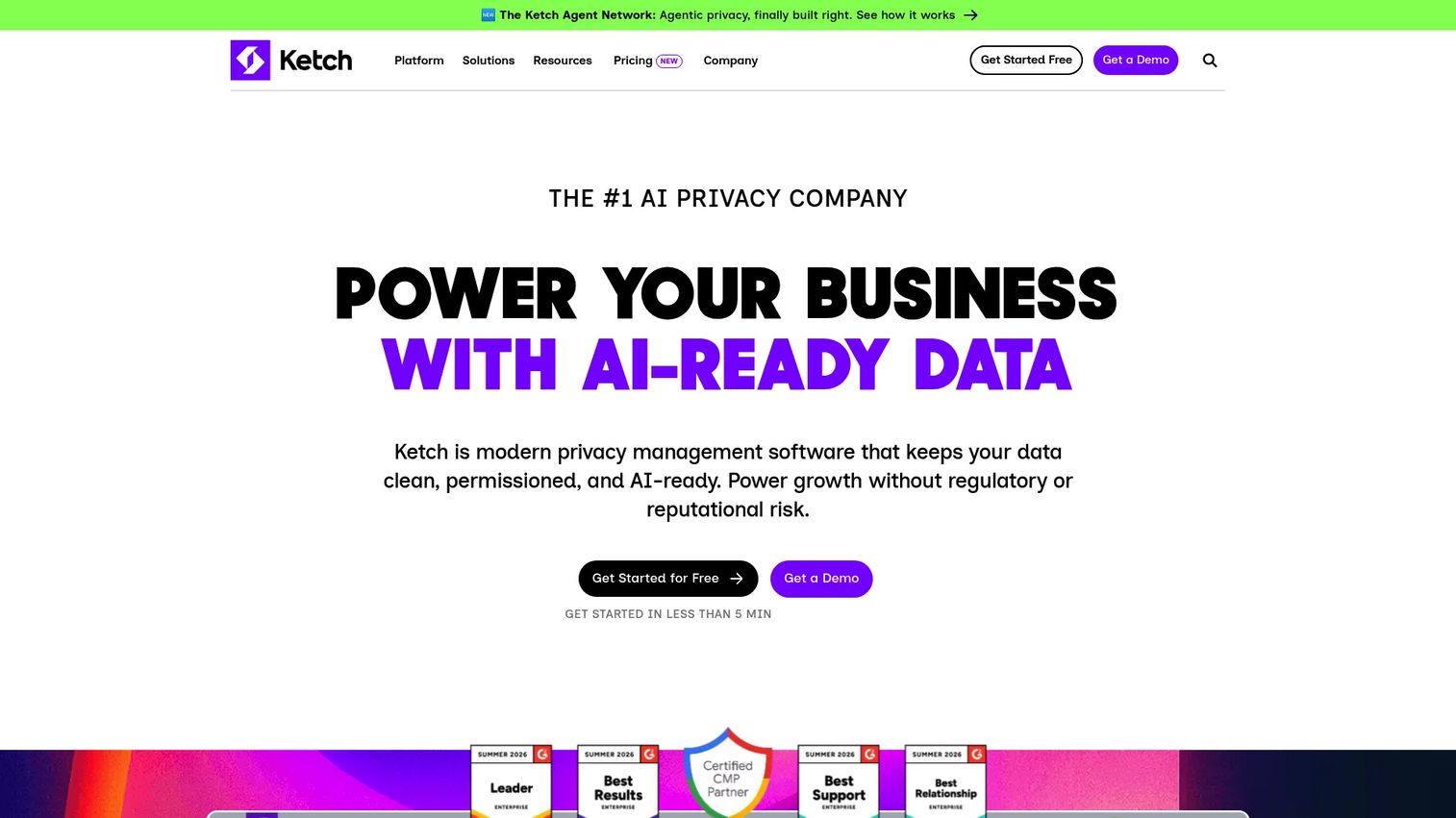 Ketch consent management platform homepage