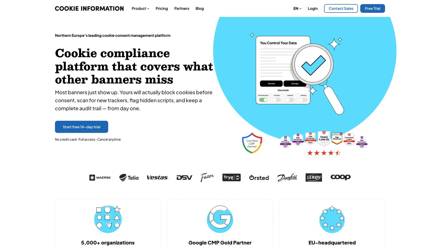 Cookie Information consent platform homepage