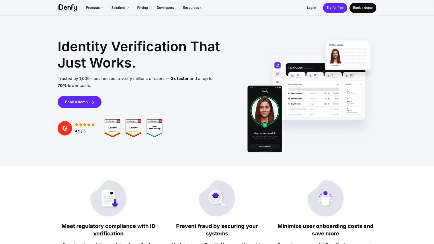 iDenfy identity verification and compliance platform homepage