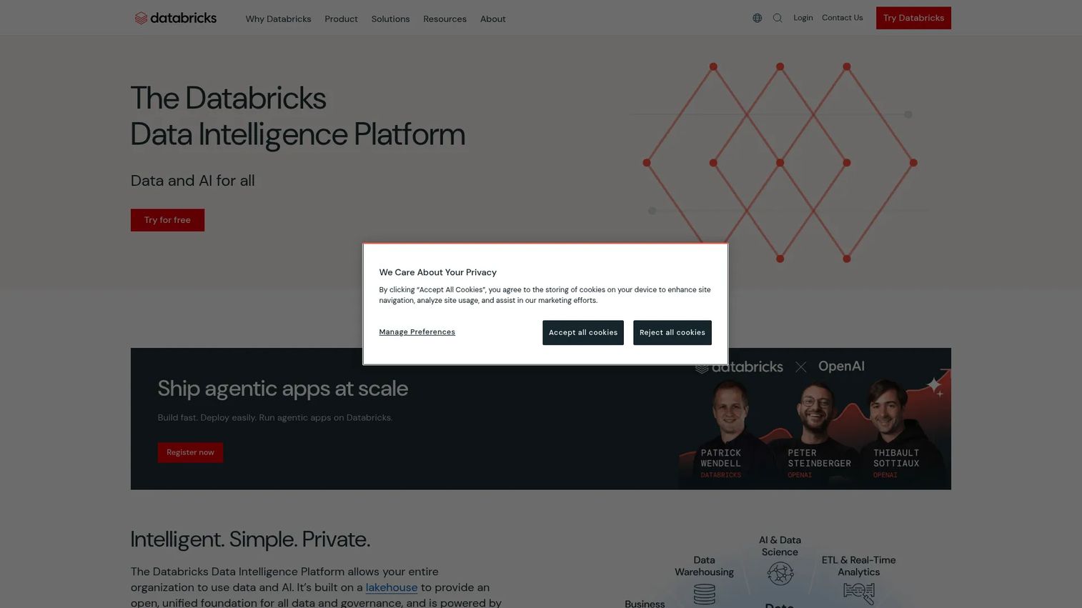 Databricks Data Intelligence Platform homepage