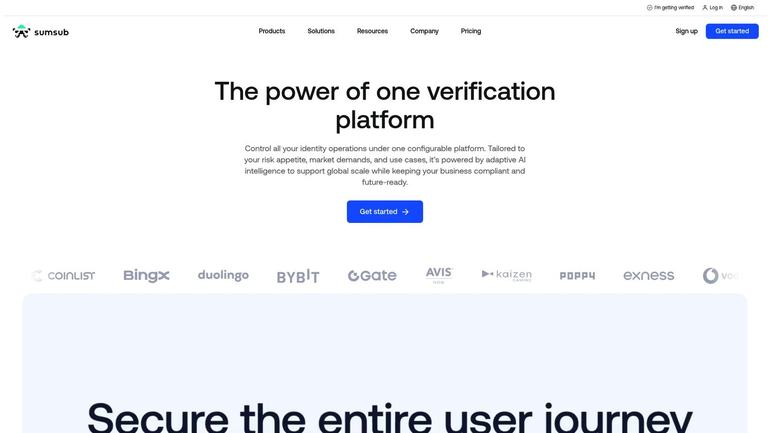 Sumsub verification and compliance platform homepage
