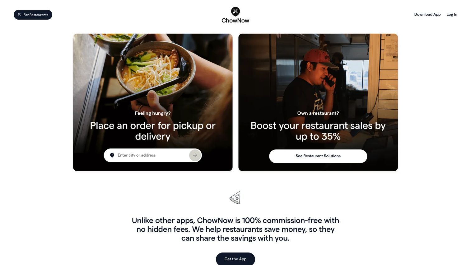 ChowNow commission-free online ordering platform homepage