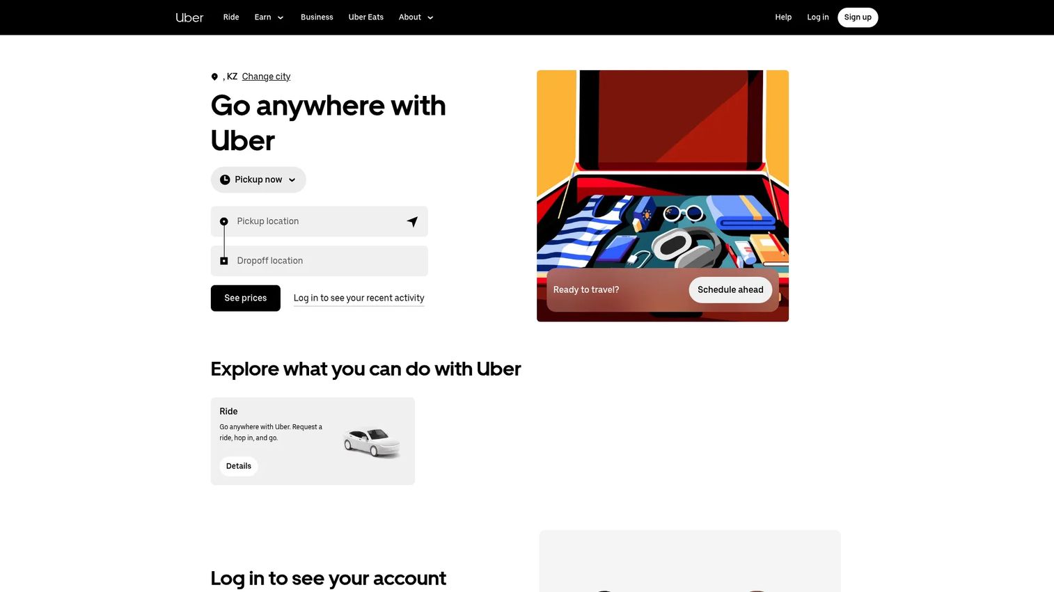 Uber Direct white-label local delivery service homepage