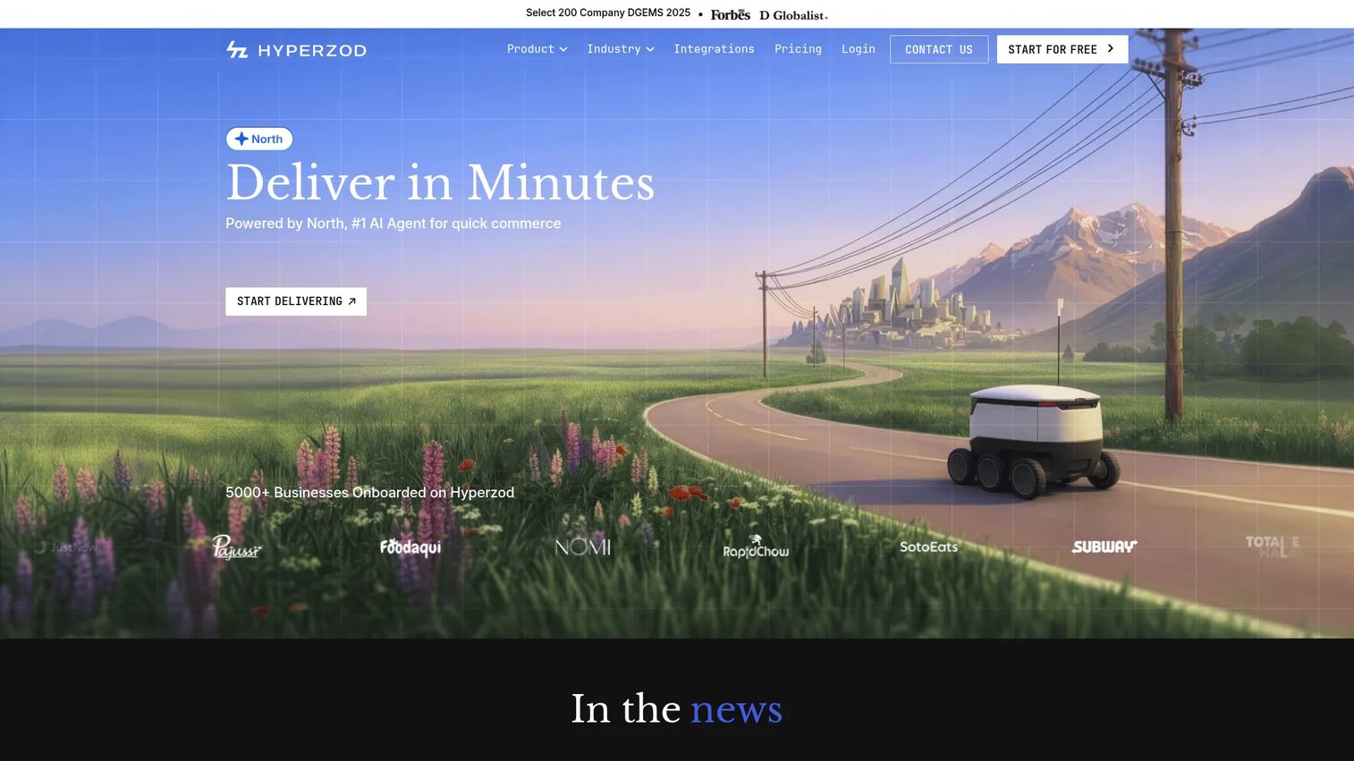 Hyperzod white-label quick commerce platform homepage