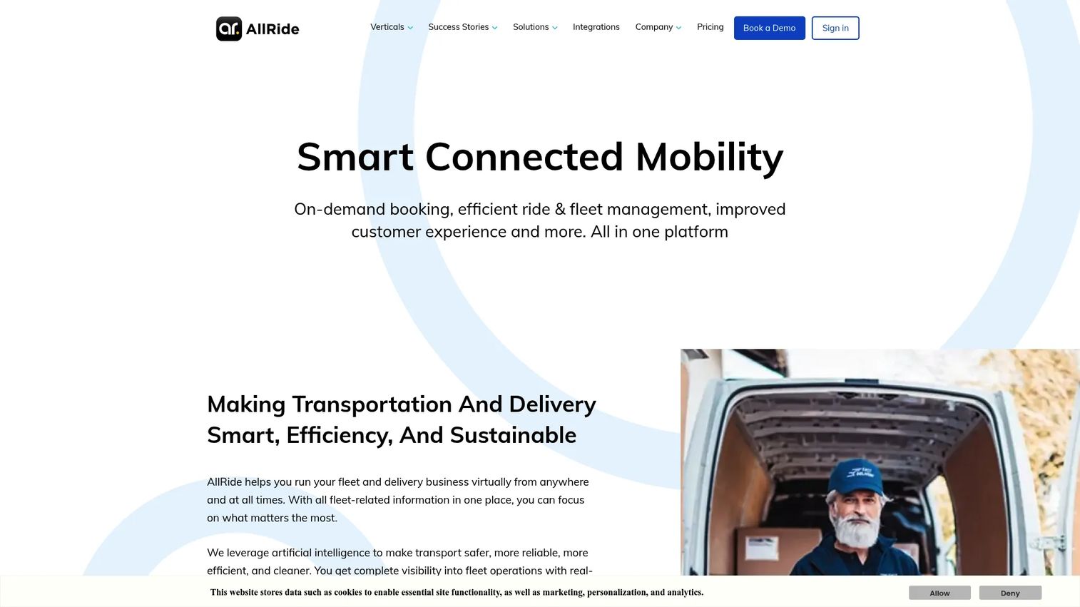AllRide Apps ride sharing and fleet management software homepage