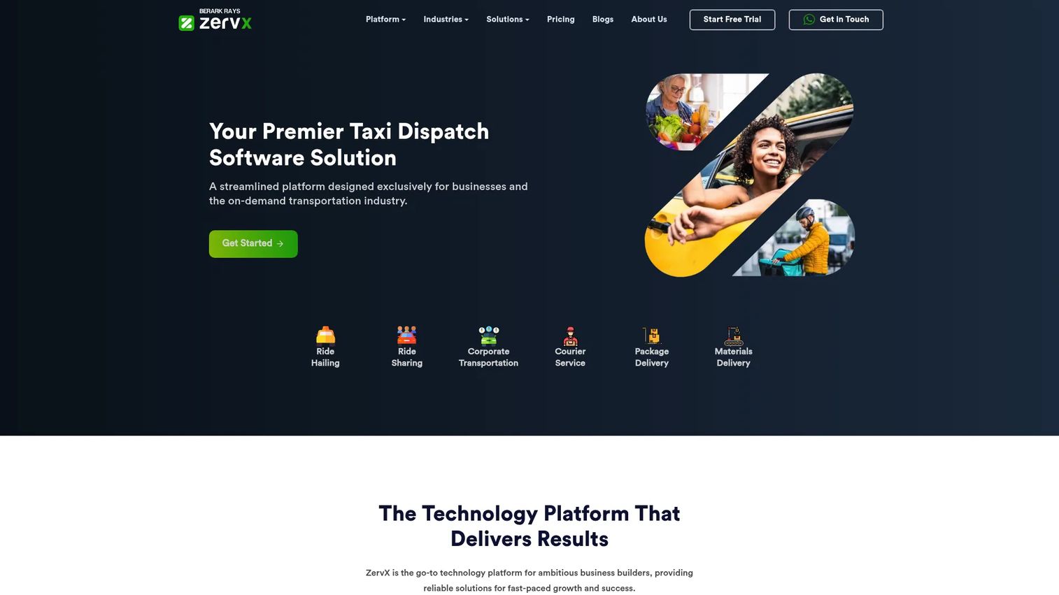 ZervX taxi dispatch and mobility management software homepage