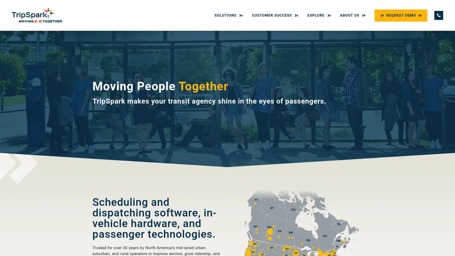 TripSpark Technologies transit and paratransit software homepage