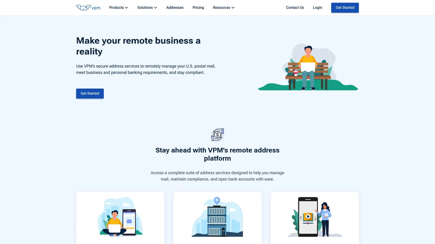 VirtualPostMail virtual mailbox homepage