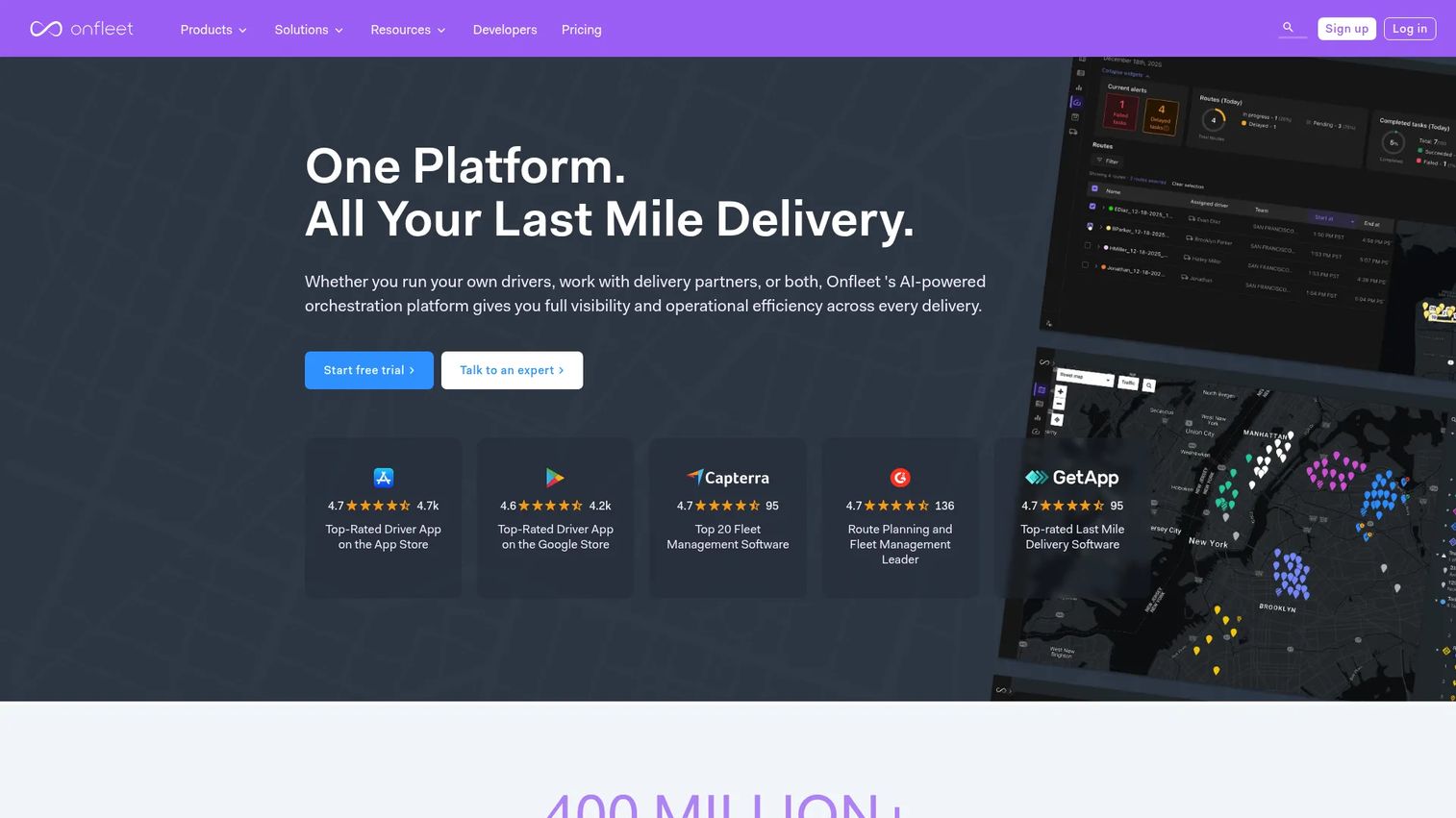 Onfleet last-mile delivery tracking dashboard