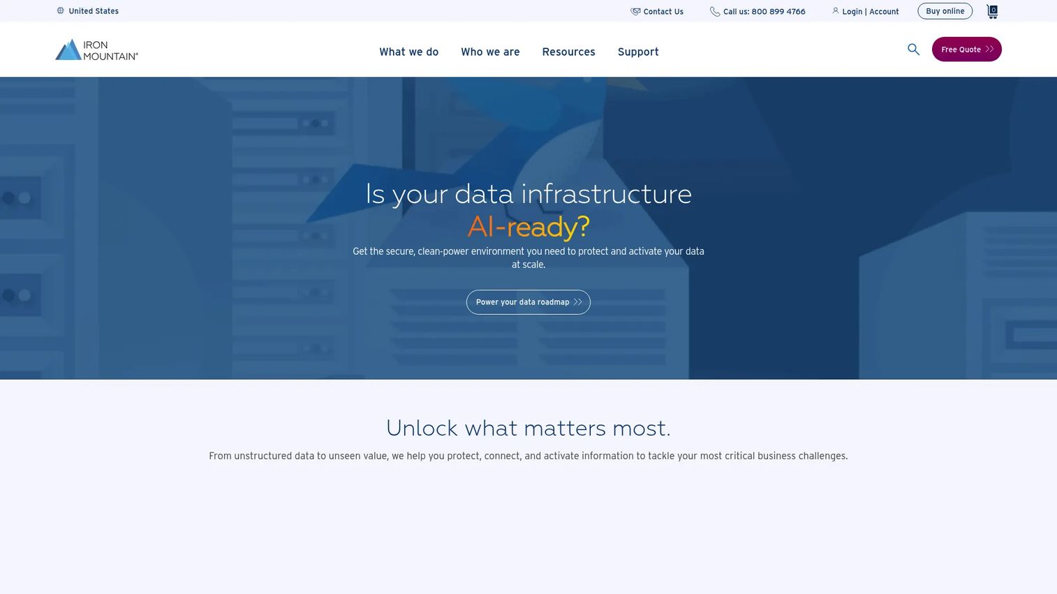 Iron Mountain information management homepage