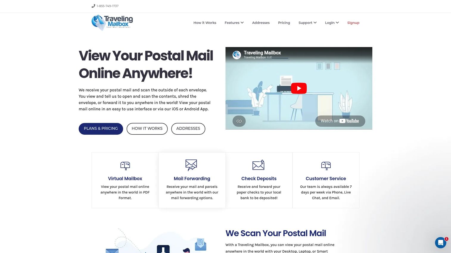 Traveling Mailbox remote mail service homepage