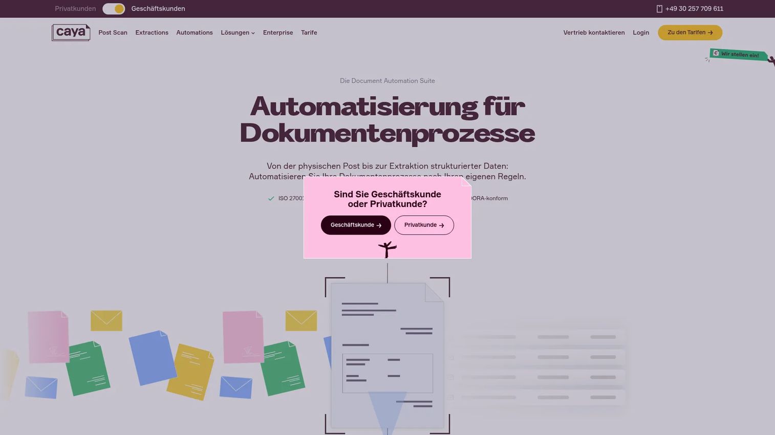 Caya digital mailroom automation homepage
