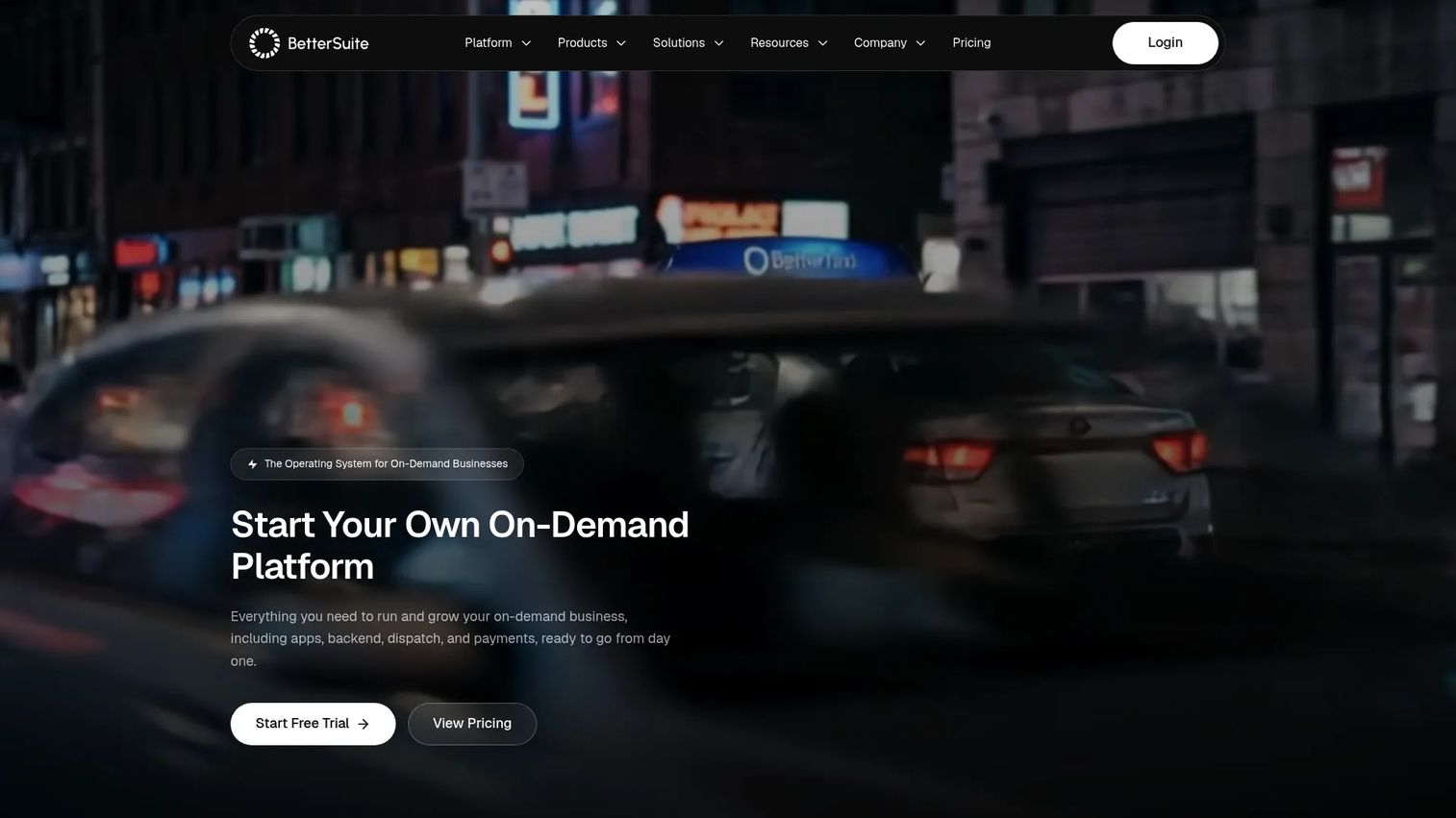 BetterSuite white-label on-demand platform homepage