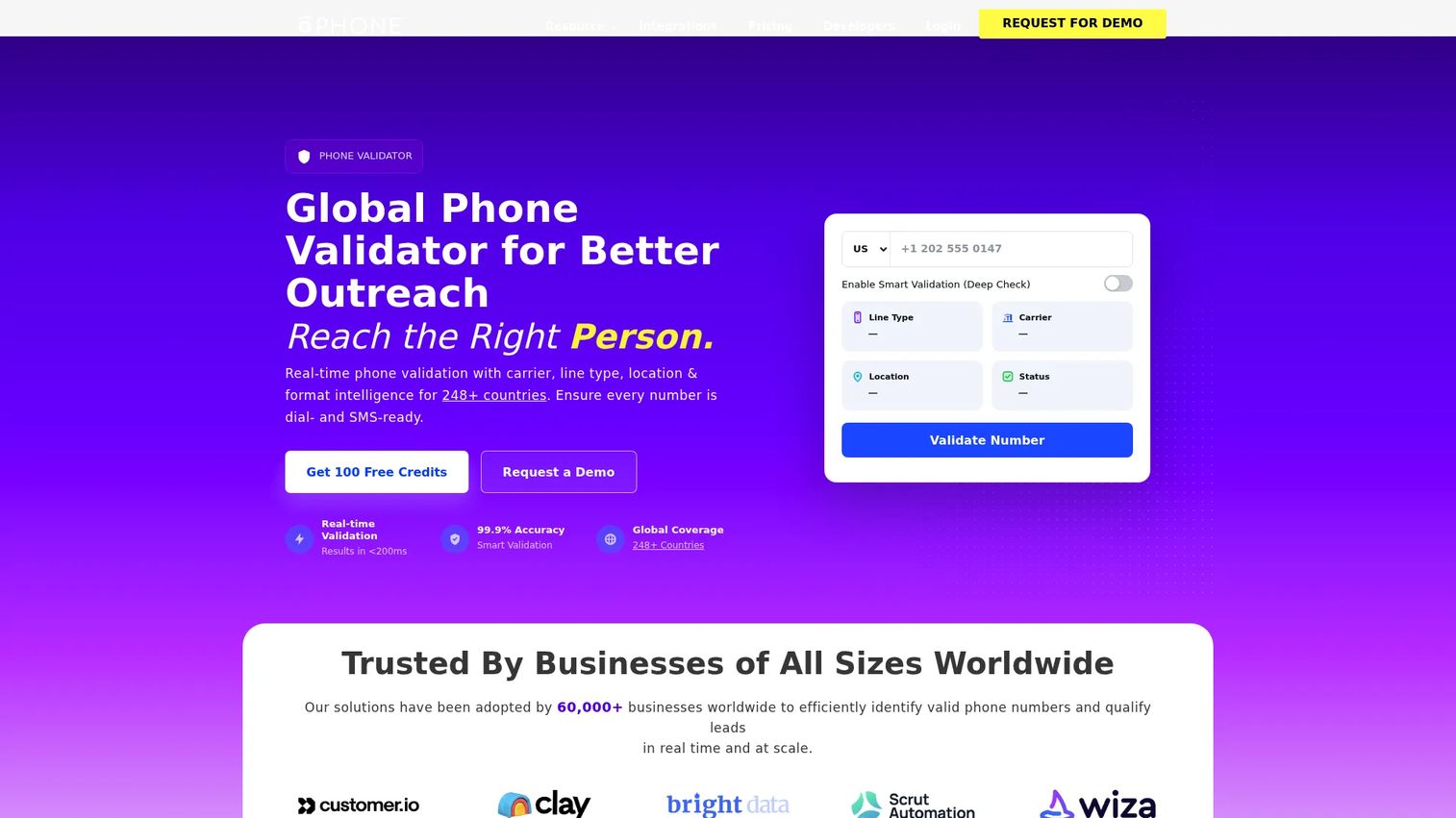 ClearoutPhone real-time phone validation