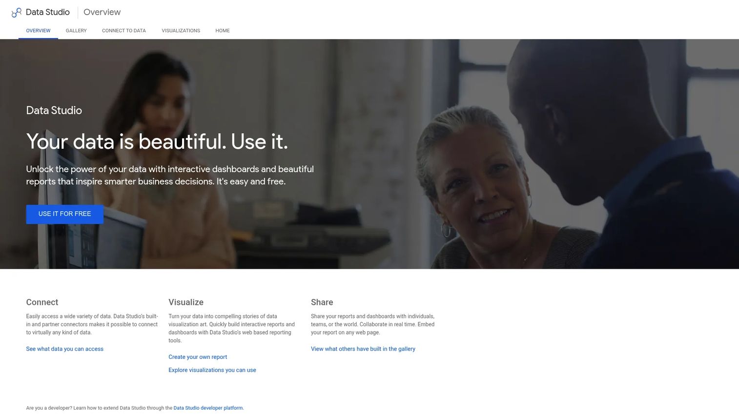 Looker Studio free web-based reporting and dashboard tool
