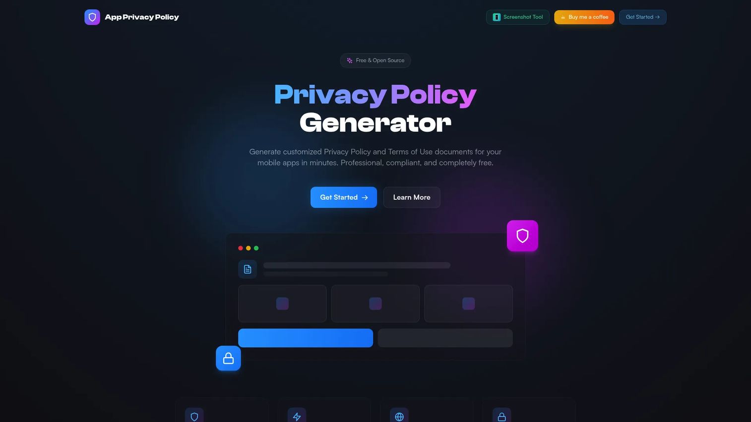 App Privacy Policy Generator homepage