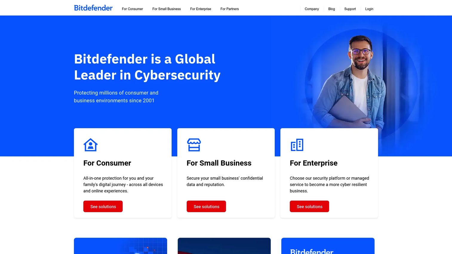 Bitdefender security software homepage