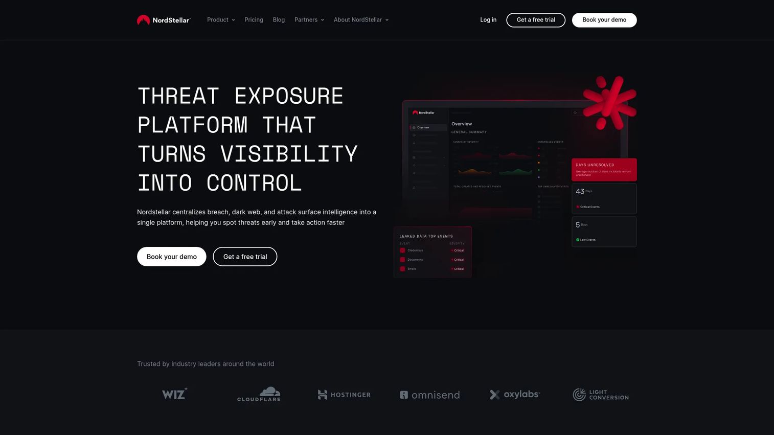 NordStellar threat exposure management homepage