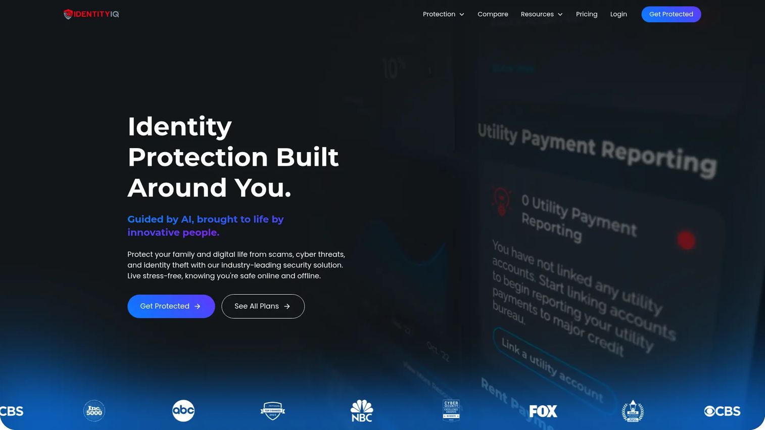 IdentityIQ identity theft protection homepage