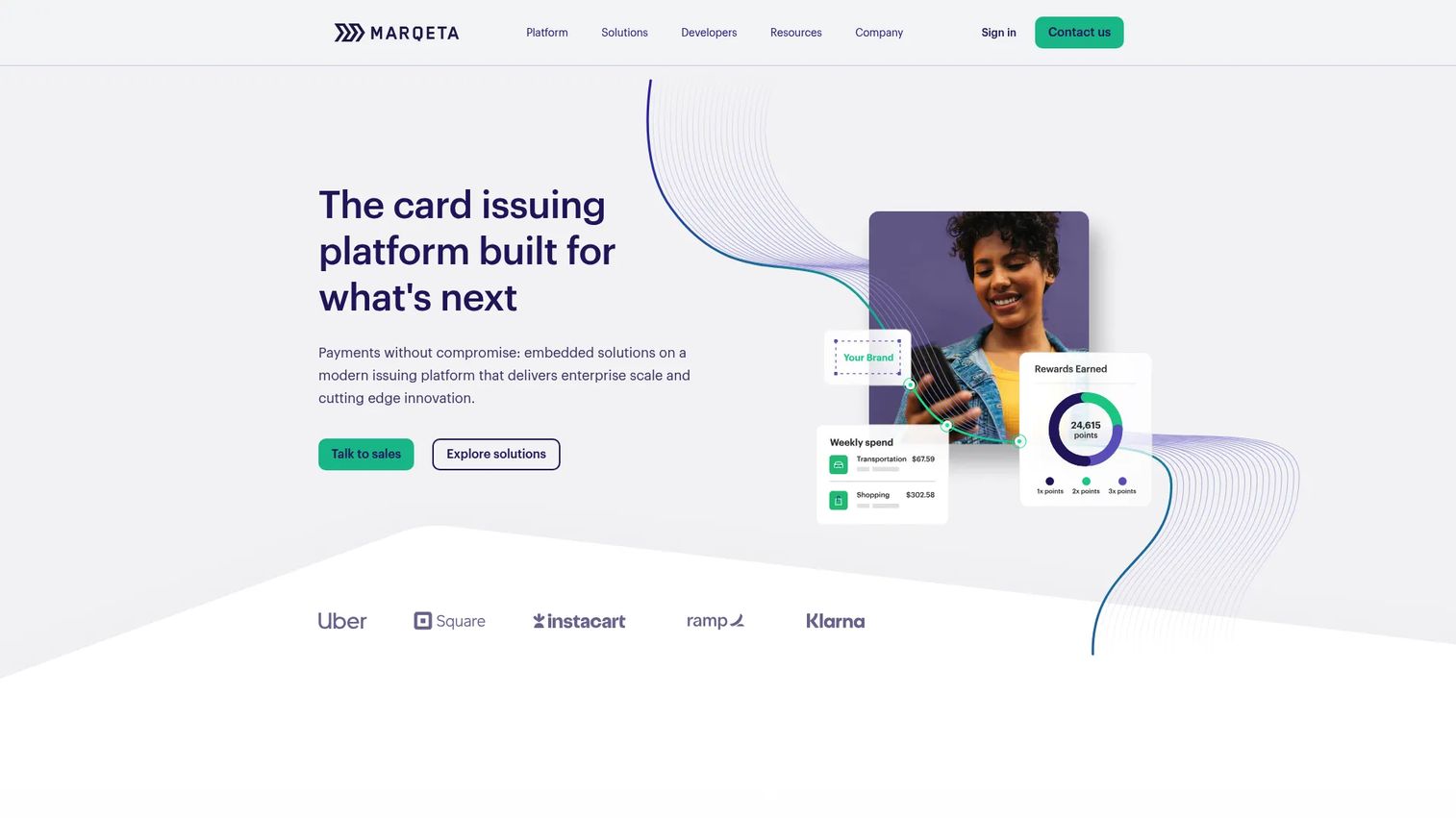 Marqeta modern card issuing platform homepage