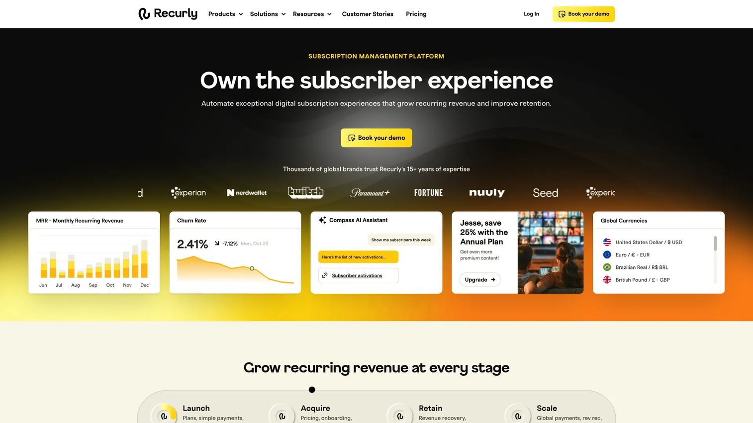 Recurly dunning recovery dashboard and campaign management