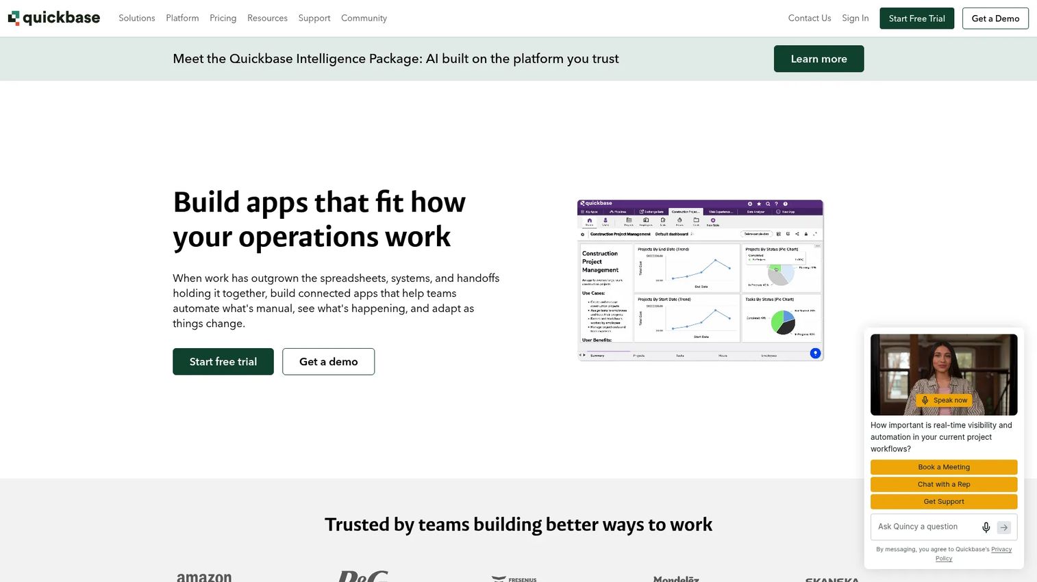 Quickbase low-code application platform for business workflows