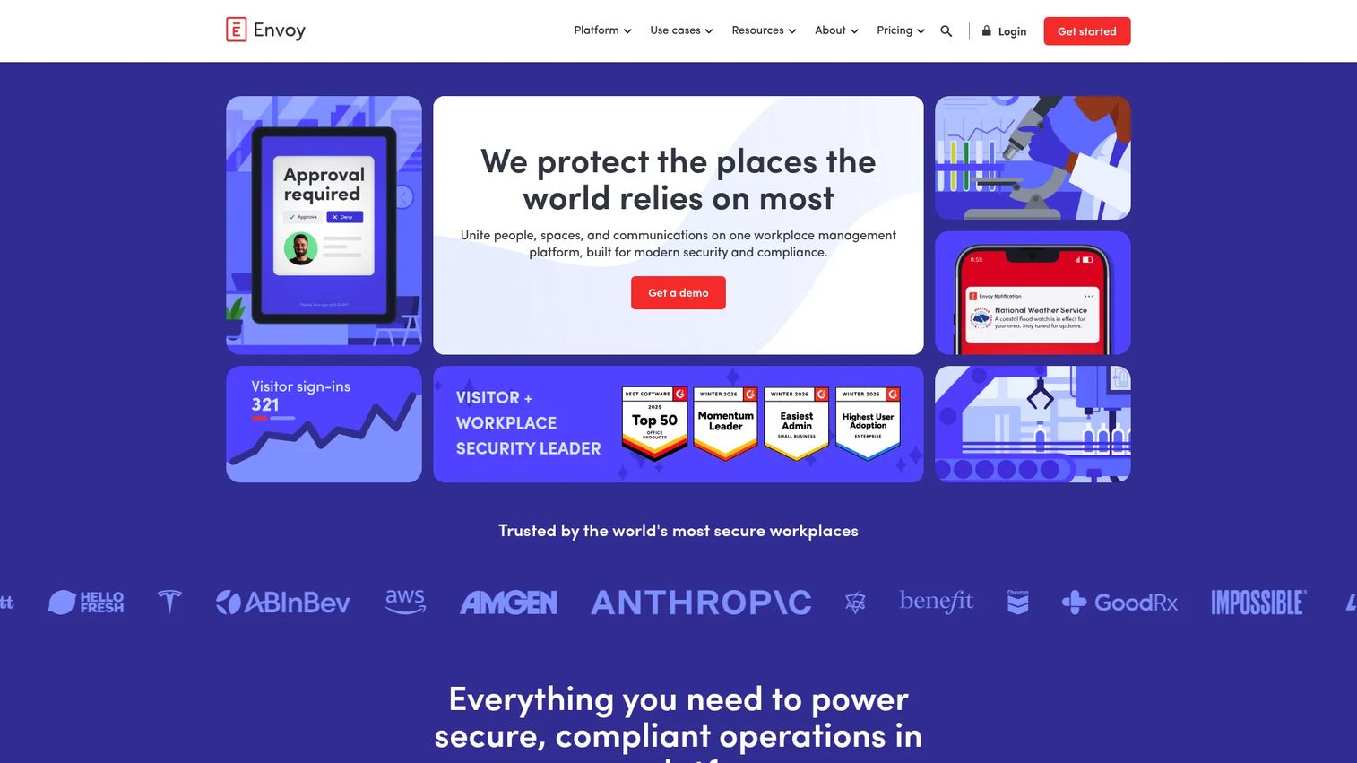 Envoy visitor management and workplace platform screen