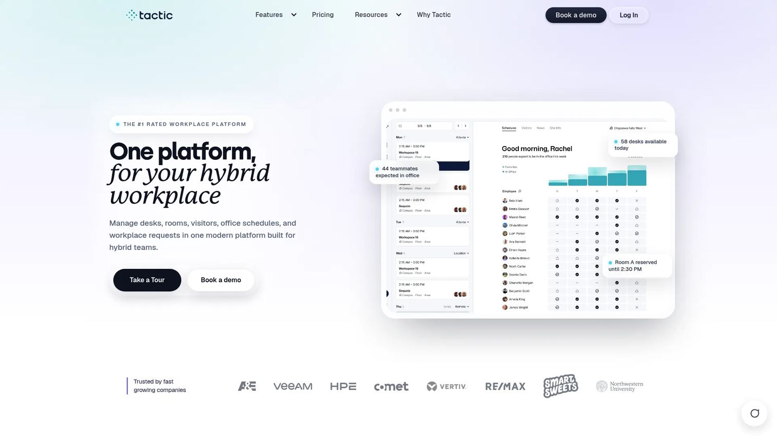 Tactic hybrid workplace management platform with office map