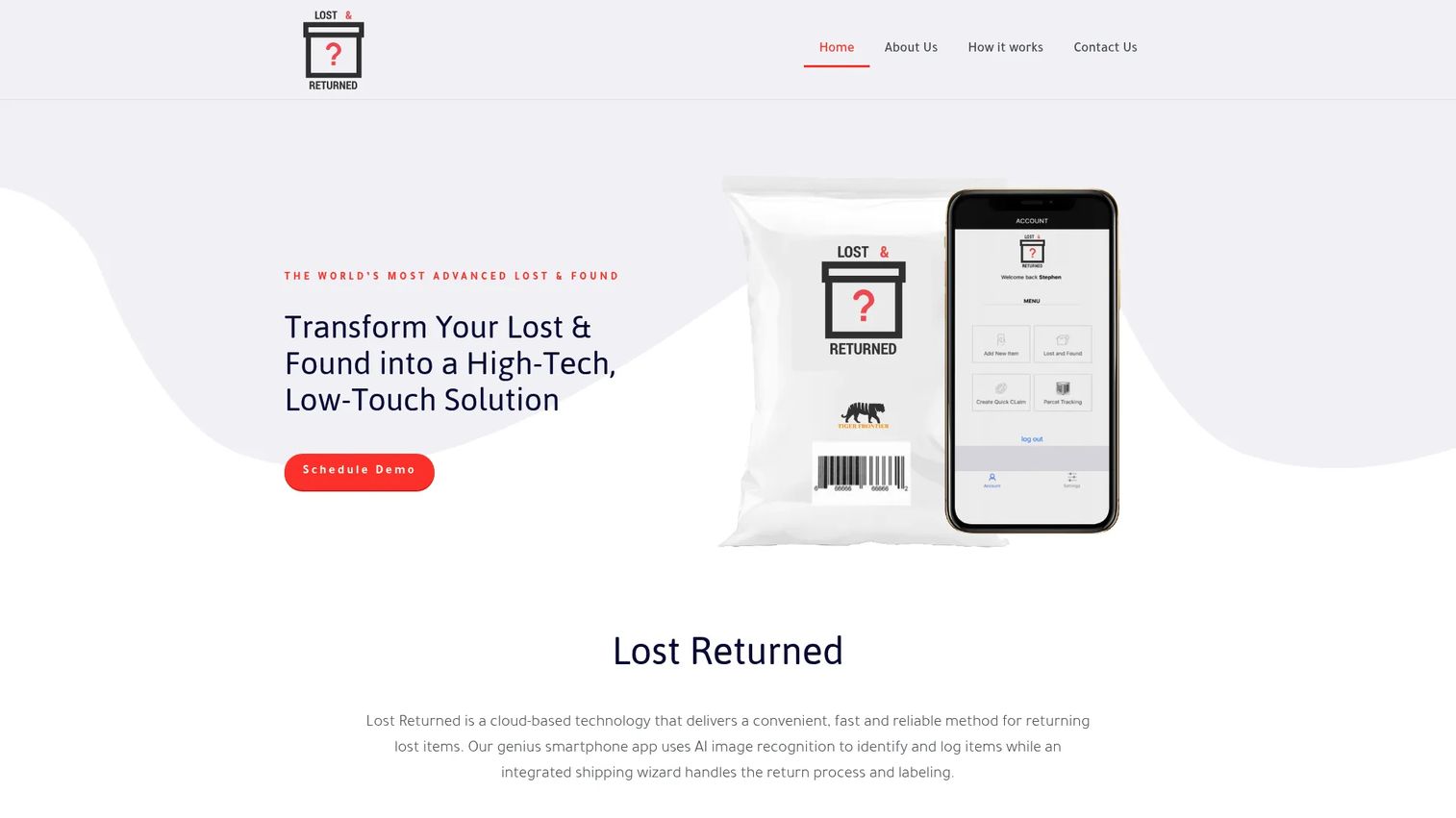 Lost Returns lost and found software dashboard